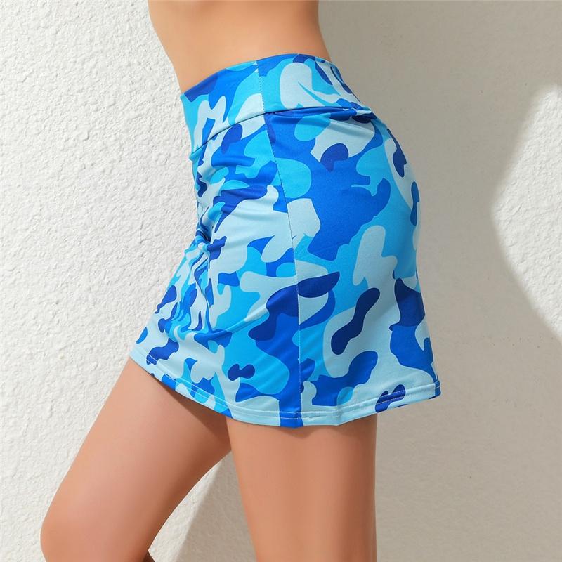 Women's Fashion Camouflage Print Athletic Skort with Pockets Running Tennis Golf Gym Sports Workout Skirt