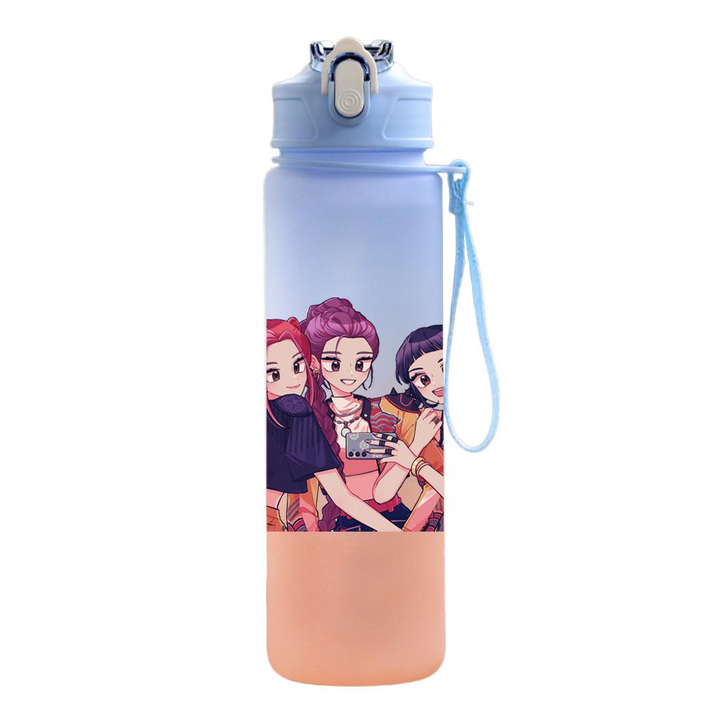 750Ml Water Bottle Cartoon K-Pop Demon Hunters Printed Large Capacity Drinking Cup Portable Outdoor Sports Water Cup Children Kid Gift