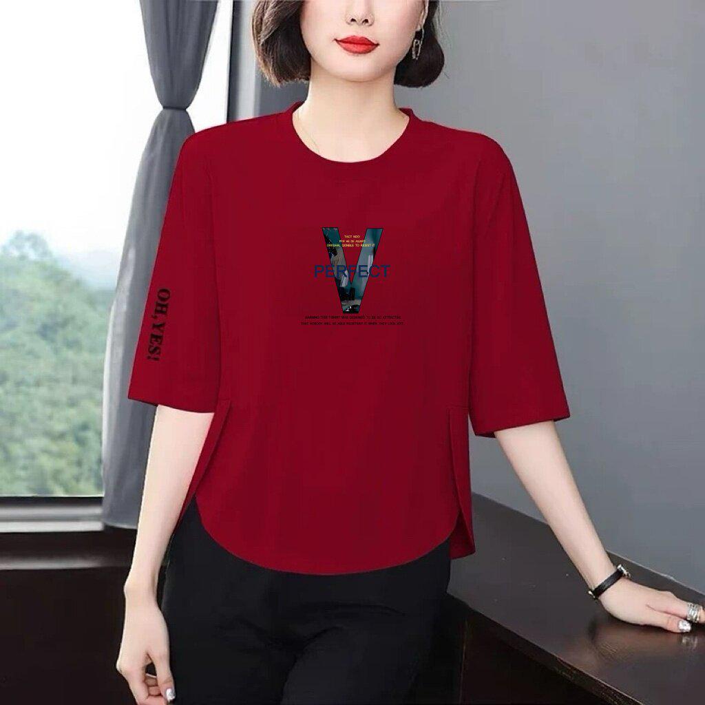 Seven-Sleeve Women s Summer Slim-Fit Loose Top - Versatile, Stylish & Age-Reducing 2XL