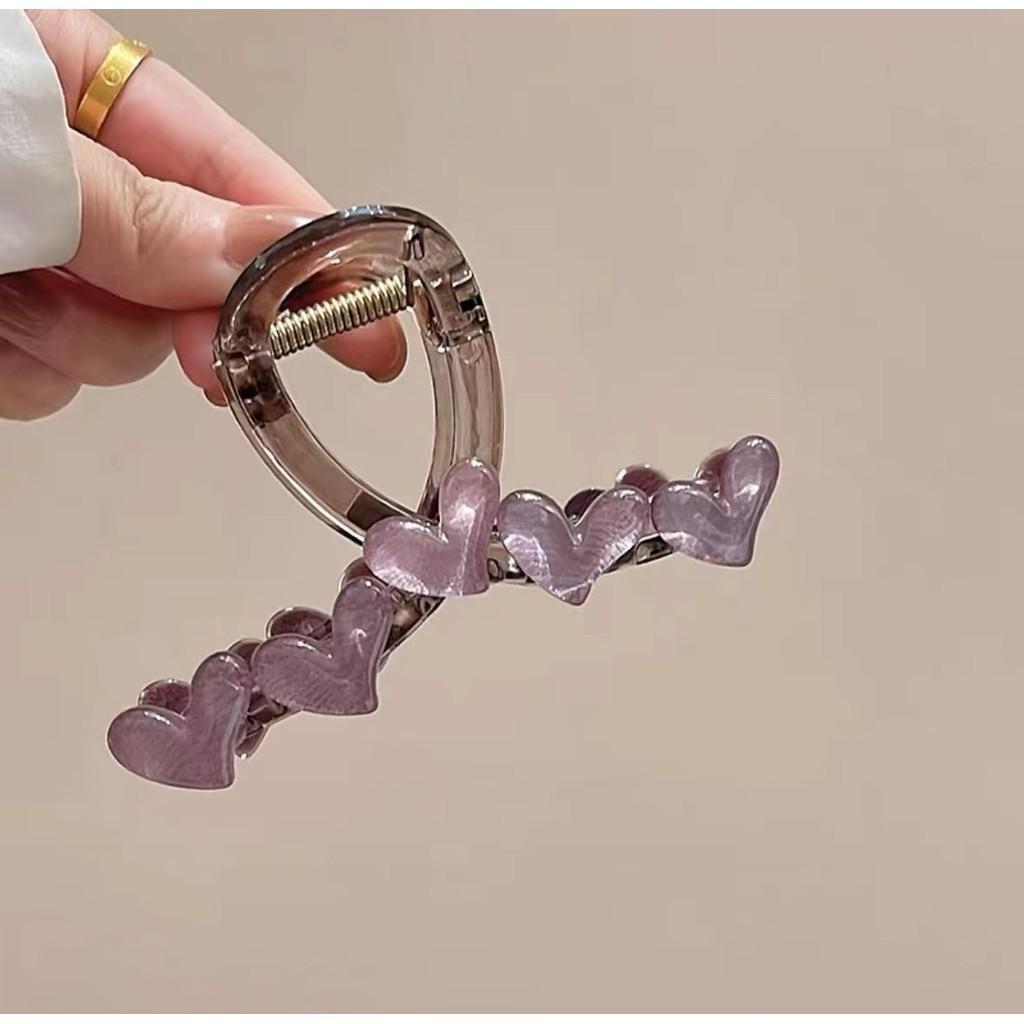 Large Acrylic Heart Hair Clip Girl Korean Style Simple Fashion Shark Clip Hair Accessories