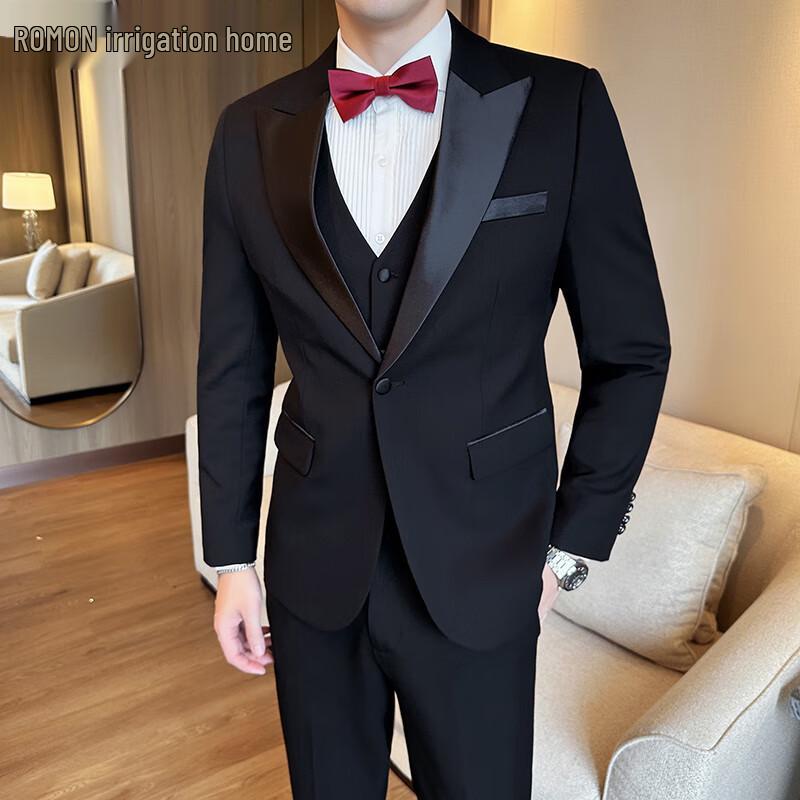 Romon Men s Wool Blend 3-Piece Suit Set M