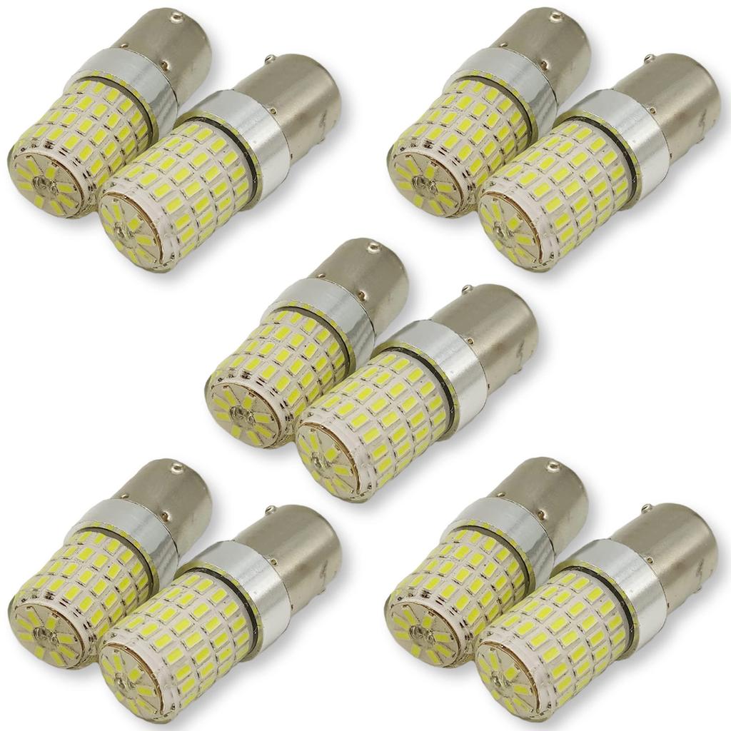 Lezalic Single Marker Bulb Set of for Passenger Cars and 24V and S25 Parallel LED Ultra 72 SMD Single Set of (White, 10) Trucks, 12V, LED, 72-Piece