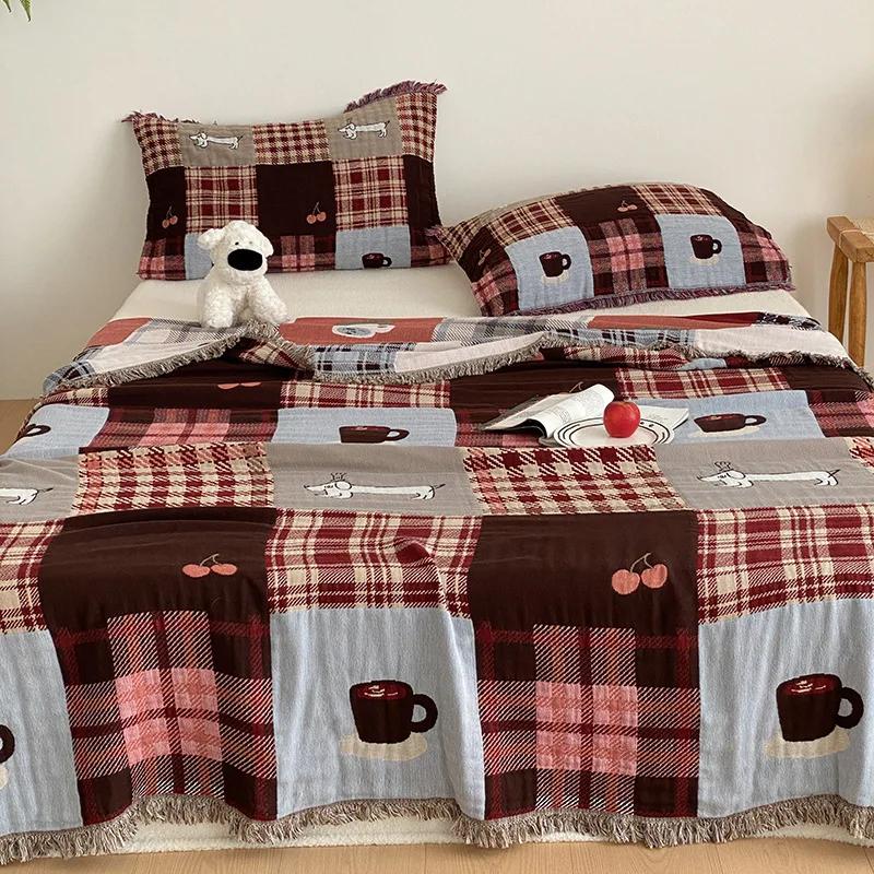 

Летнее новое хлопковое четырехслойное марлевое одеяло с бахромой, дорожная шаль, повседневное полотенце, лоскутное одеяло, одна штука 150x200cm 1pcs