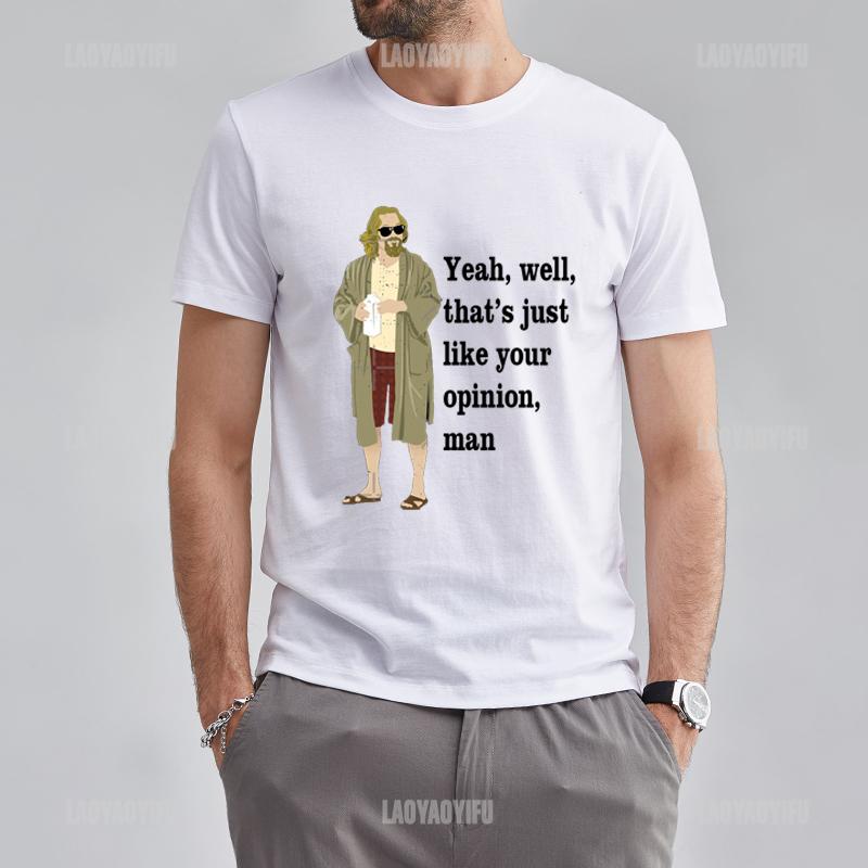 The Dude Abides Man Big Lebowski T-Shirt Short Sleeve O Neck Man Unique Vintage Humor Tees Streetwear Men T Shirts Hip-hop