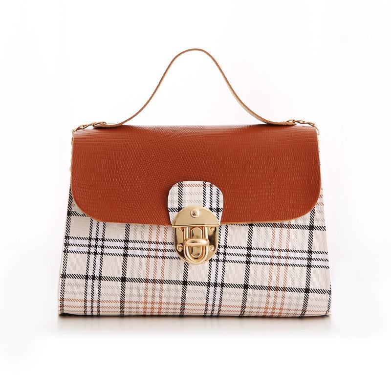 Bag Women's Plaid Contrasting Color Splicing Rhombus Bag Fashion Personality One Shoulder Crossbody Mobile Phone Bag