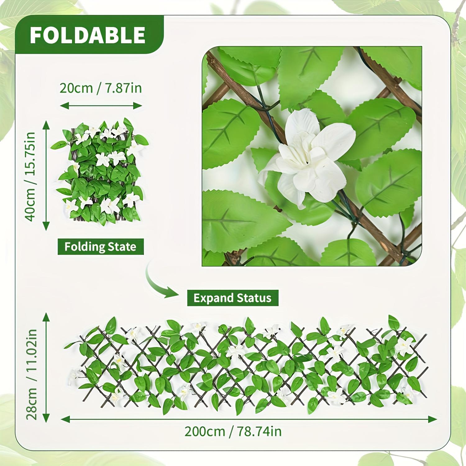 

[Искусственная изгородь] Яркий фиолетовый искусственный орхидей и плюща экран для конфиденциальности, расширяемая декоративная стена для уличного сада 40cm белый