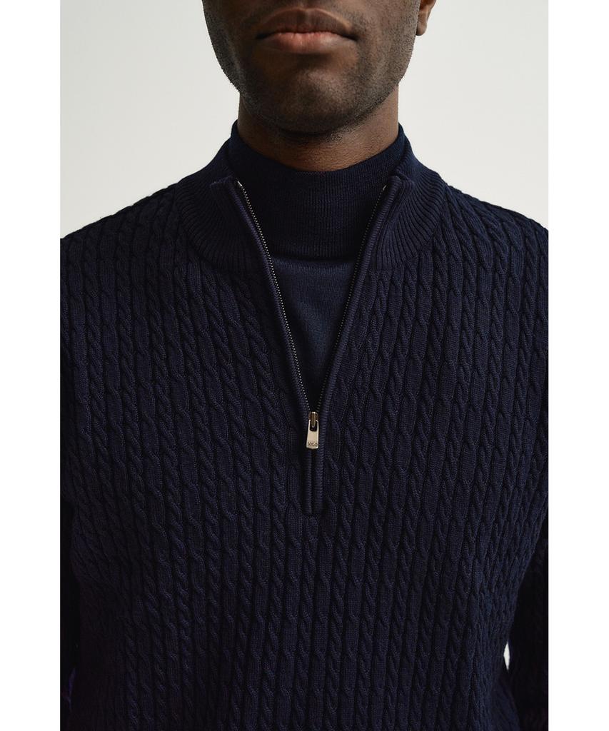 IOLO Cable Mock Neck Half Zip_Navy