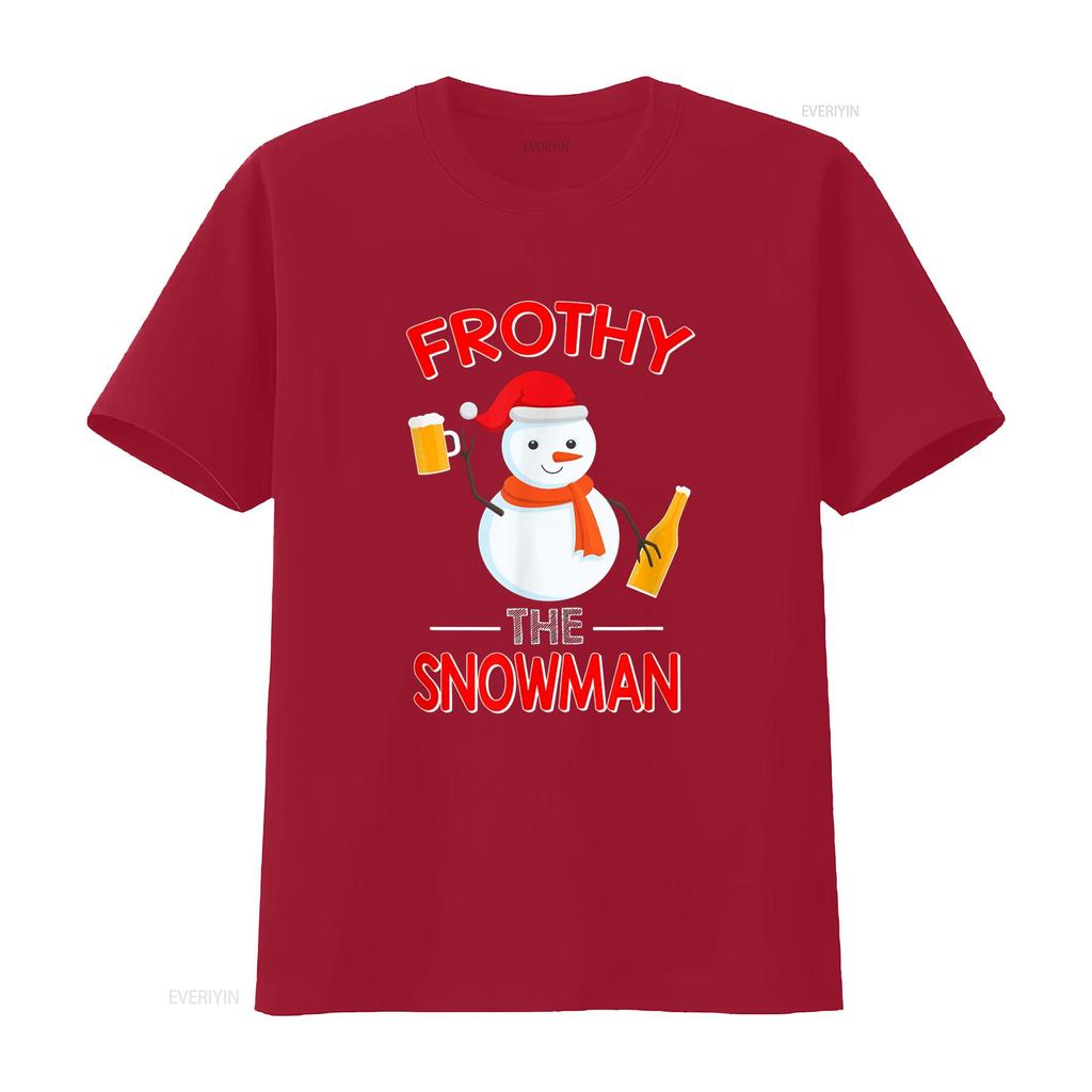 Frothy the Snowman Drinking Fun Christmas Beer T Shirt Vintage Washed Streetwear Designer Clothes Slightly Comfortable Homme