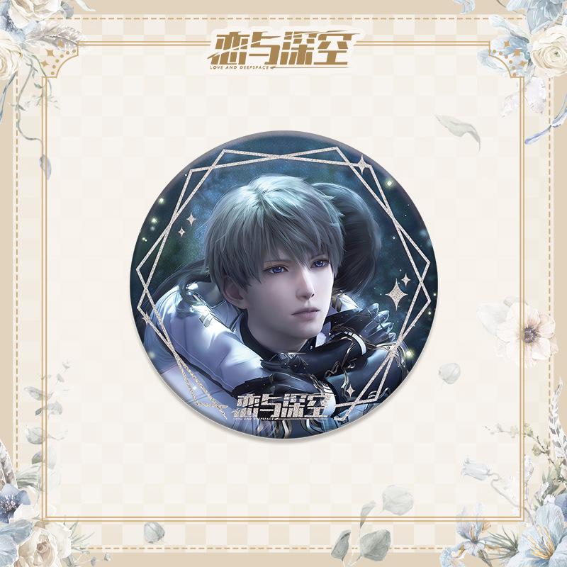Love and Deepspace Sylus Xavier Zayne Rafayel 75MM Anime Cosplay Shiny Colorful Badge Brooch Pin Game Fans Collection Deco Gift