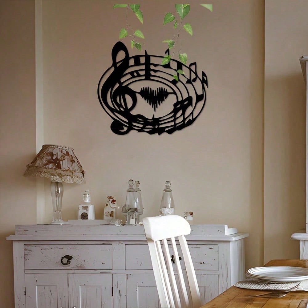 Abstract Tiger Music Notes Metal Wall Art Black Iron Treble Clef Staff Design Indoor Outdoor Decor Gift for Animal Lovers