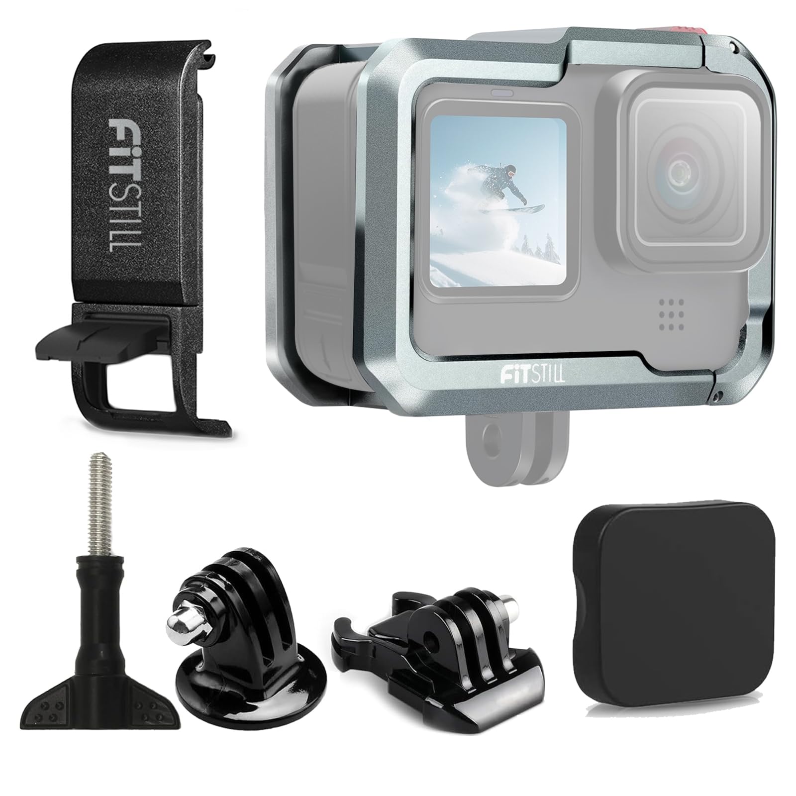 

FitStill Алюминиевый защитный кейс-рамка для Go Pro Hero Hero Hero Hero и Hero 9 Запасная боковая крышка Защита объектива с двойным холодным башмаком