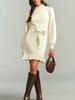 Women's Knitted Sweater Dress - Long Sleeve, Round & High Neck, Mini, Casual & Elegant