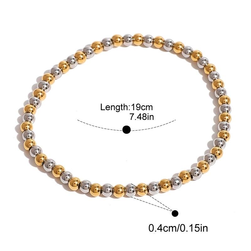 

1 шт. Двухцветный браслет из нержавеющей стали с бусинами для женщин, пар, штабелируемый, для повседневного ношения, украшение, праздничные ювелирные изделия, подарки 6cm серебряный/золотой