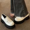 British style retro versatile small leather shoes women's spring 2024 new thick-soled heightening single shoes one-pedal loafers