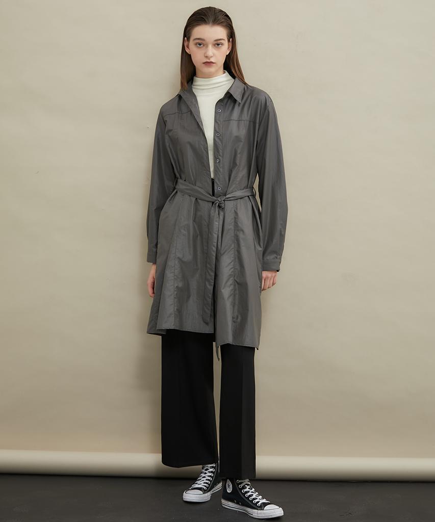 Manavis Seven Gloss Shirt Dress [Gray]