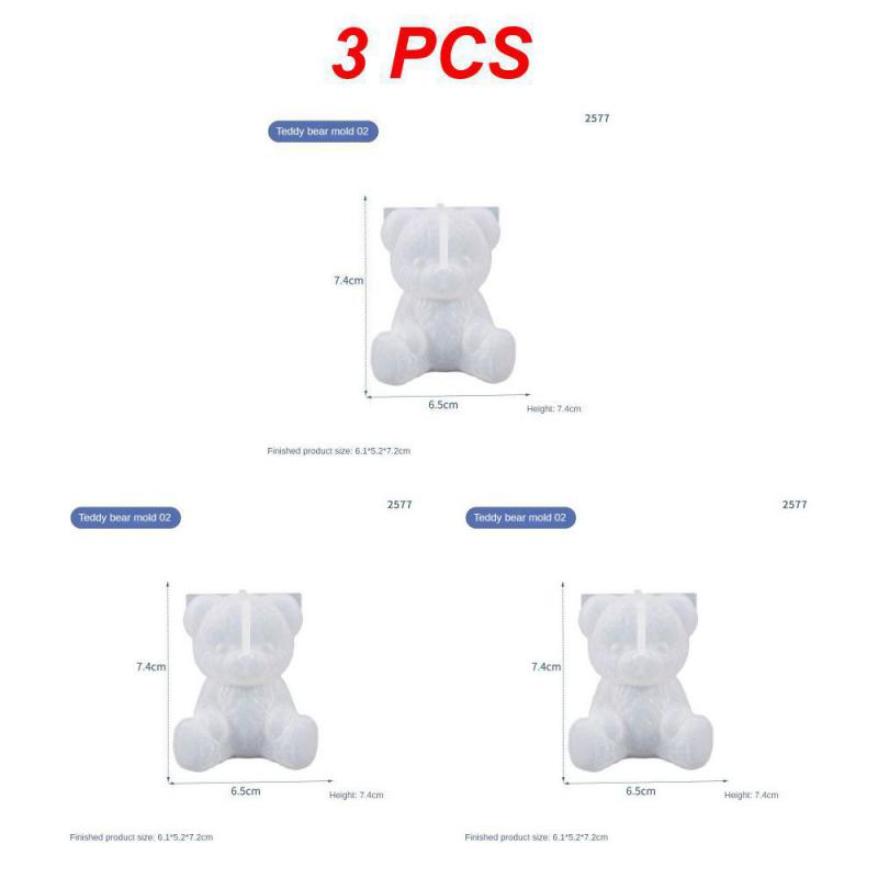 1~10PCS Smiling Teddy Bear Silicone Candle Mold 3D Animal Soap Resin Craft Plaster Making Kit Handmade Mold Home