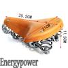 EnergyPower Leather Bicycle Saddle with Double Coil Front and Double Spring Full Grain Cowhide Retro Shock Absorbing Water Genuine Leather Bicycle