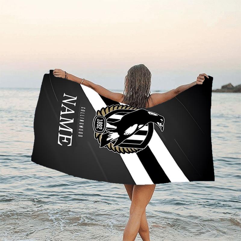 1pc Football2 Beach Towel with Custom Name, Beach/Swimming/Bath/Picnic/Camping Towel, Suitable for Seaside Beaches