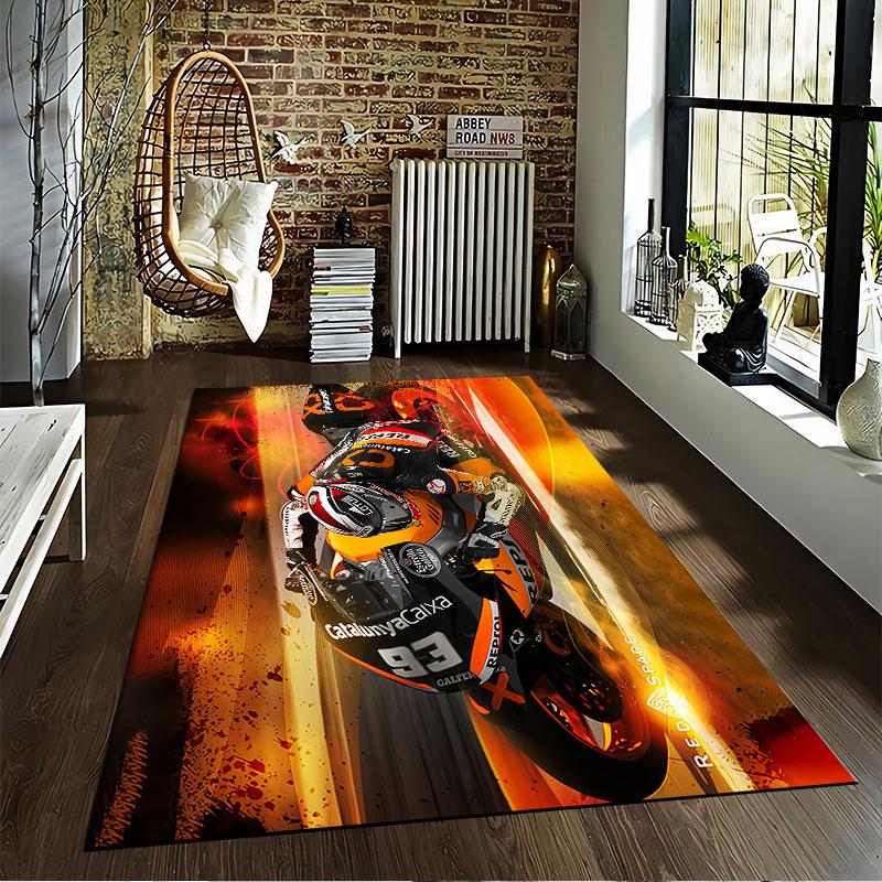 Motorcycle Racer Art Carpet suitable as a non-slip mat for the living room or bedroom sofa