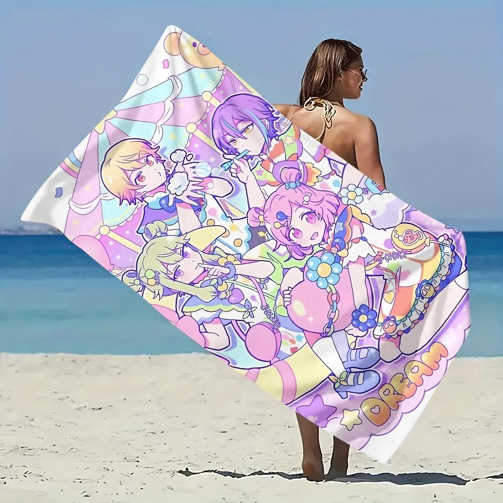 1pc Kawaii Yume Kawaii Idol Anime Beach Towel Microfiber Quick Dry Bath Towel For Pool Beach Travel Cute Anime Fans Gift
