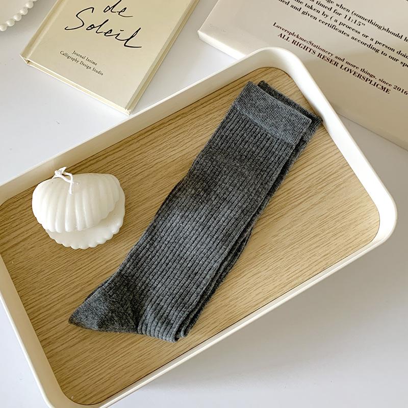 Women Colorful Loose No Pilling Socks Knitting Rib Thin Spring Summer Female Socks High Tube Streetwear Soft Sock