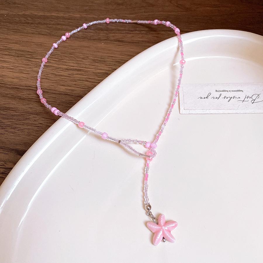 Oceanic Shell Starfish Conch Pendant Necklaces for Women Adjustable Rope Collarbone Chains Necklace Seaside Holiday Jewelry V