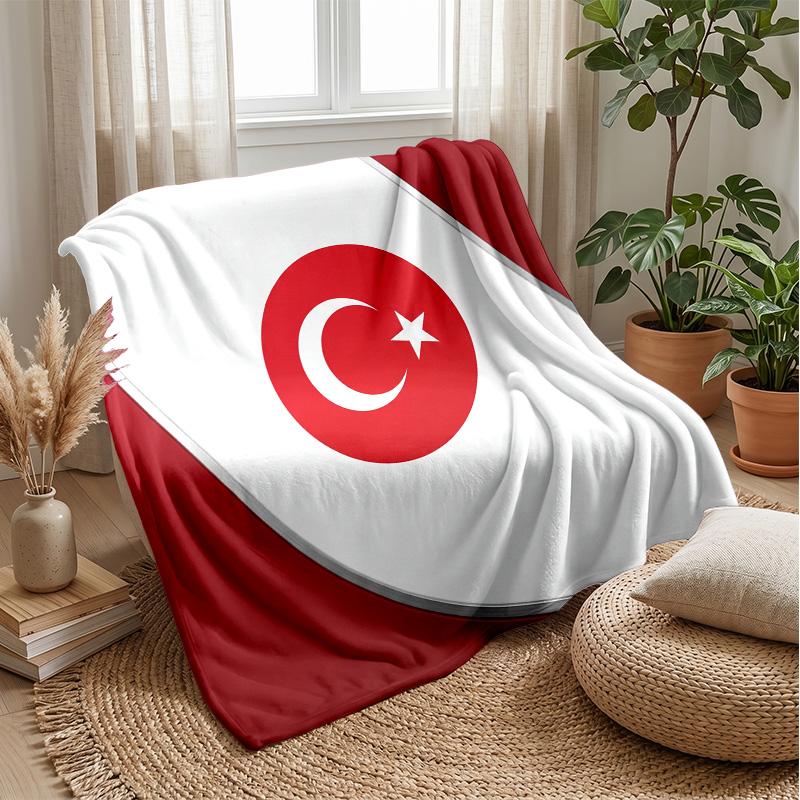 Türkei Fußball Bedruckte Flanelldecke Hautfreundlich Warm Dekorativer Überwurf für Innen Couch Bett Tägliche Nutzung