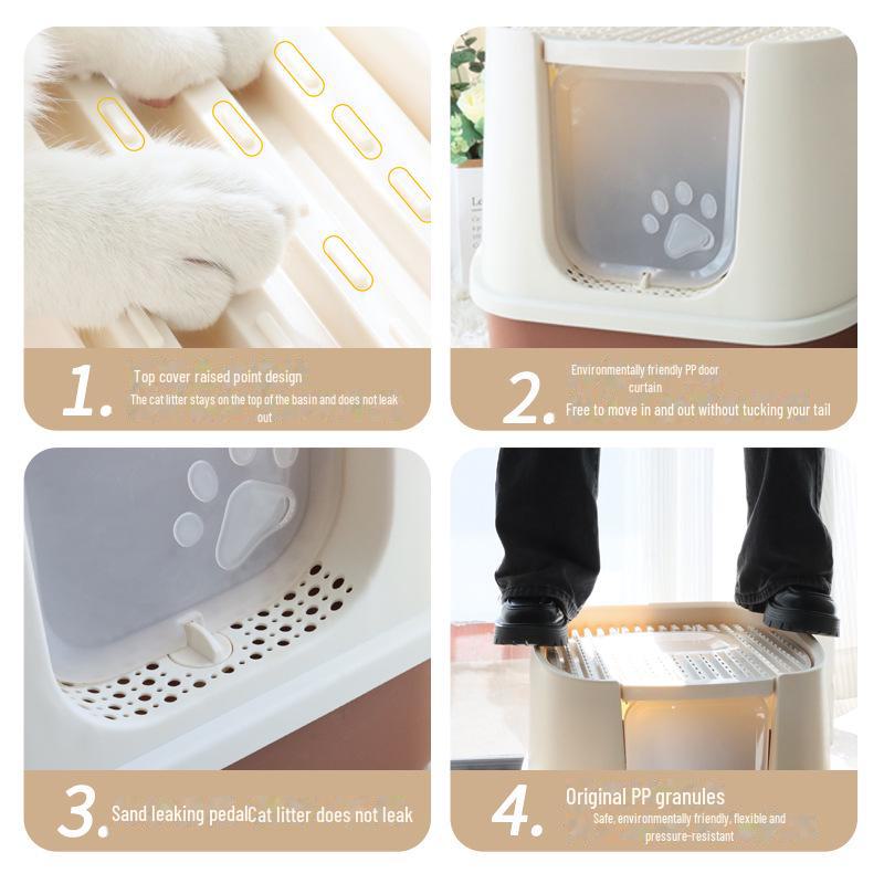 Geschlossene Übergröße Katzentoilette, Spritzwassergeschützt, Einstieg & Ausstieg von oben, Anti-Heraustragen, Deodorant.