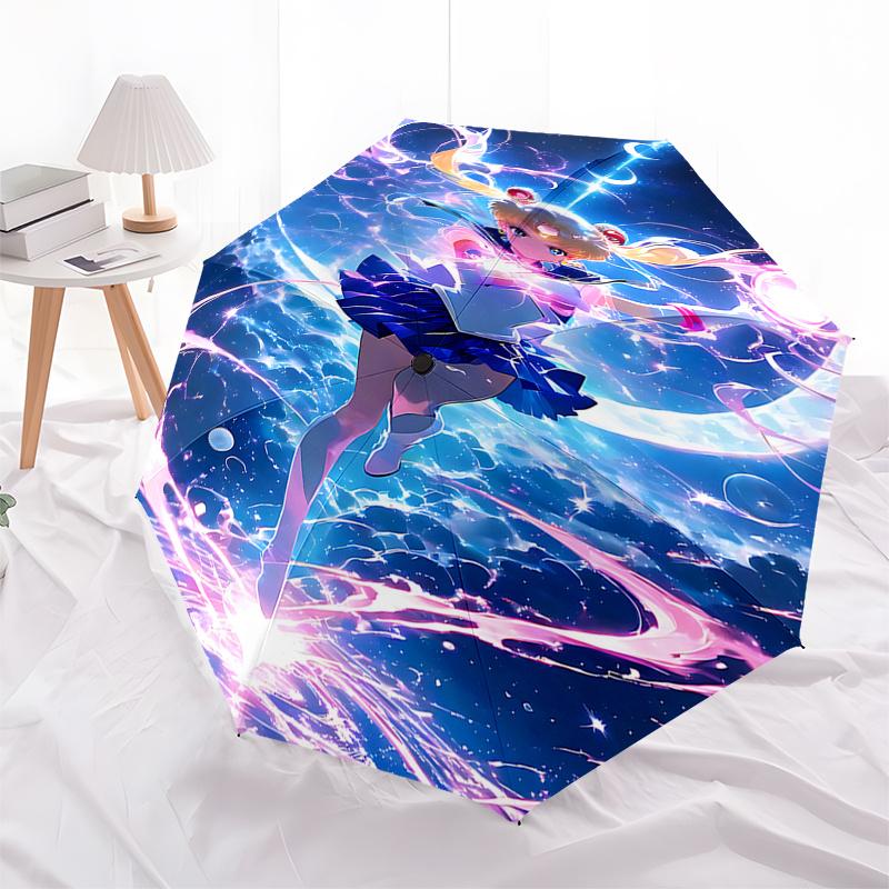 

Sailor Moon Inspired Automatic Opening/Closing Umbrella with 3-Fold Design and Iron Frame for Outdoor Use, Perfect Gift for Fans and Travele
