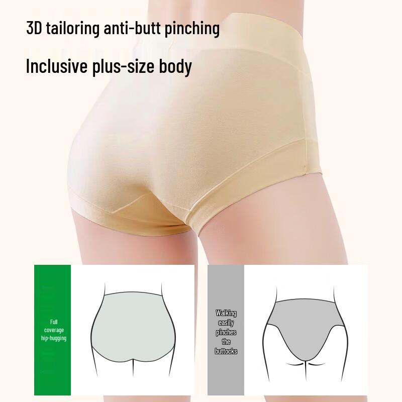 Tingmei Women's High-Waist Tummy Control Breathable Cotton Briefs