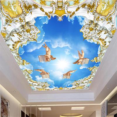 Retro Europäische 3D Wandbilder Architektur Stil Engel Tapete Geeignet Für Wohnzimmer Schlafzimmer Decke Tapete
