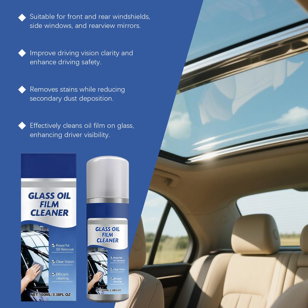 Glass Oil Film Cleaner for Automotive and Household Use 100ml Efficient Cleaning Removes Oil Film and Residue for Clear Surfaces