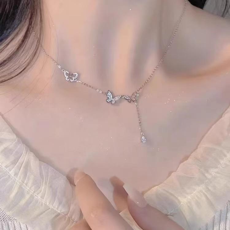 2025 New High-End 925 Sterling Silver Butterfly Clavicle Necklace for Women - Light Luxury Birthday Gift