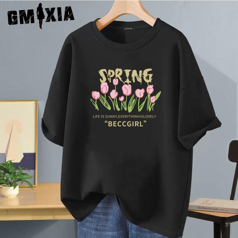 

GMXIA Хлопковая футболка с коротким рукавом Мужская модная свободная футболка с рукавом до локтя с принтом Сочувственная футболка XXXXXL чёрный