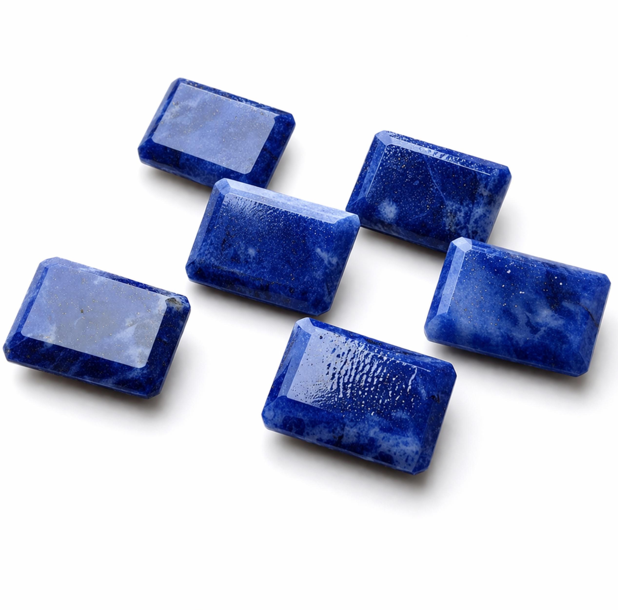 Natural Sodalite Gemstone Rectangle Faceted Cut Calibrated Stone for Jewelry Making Loose Blue Sodalite Cabochon Supply 6x8mm синий