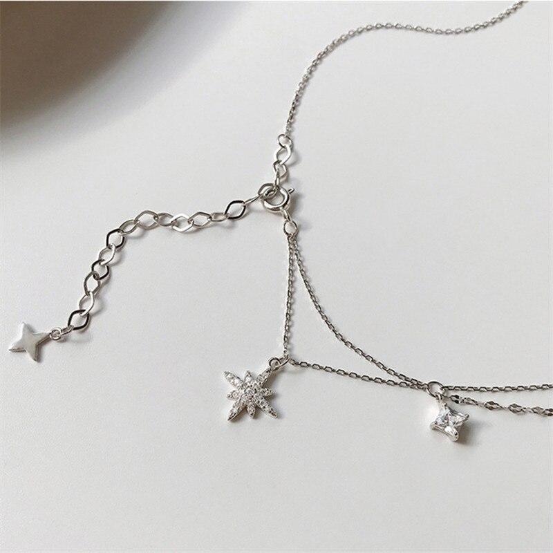 Sterling Silver Tone Tassel For Women Cubic Zircon Star Charm Necklaces Pendants Choker Girls Bridal Bridal Jewelry Collares Dz129Trendy Charm
