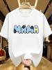 Wds0153creative Letter Printed Plus Size Unisexs Round Neck Tshirt Summer Casual Short Sleeved Top Street Fashion Versatile