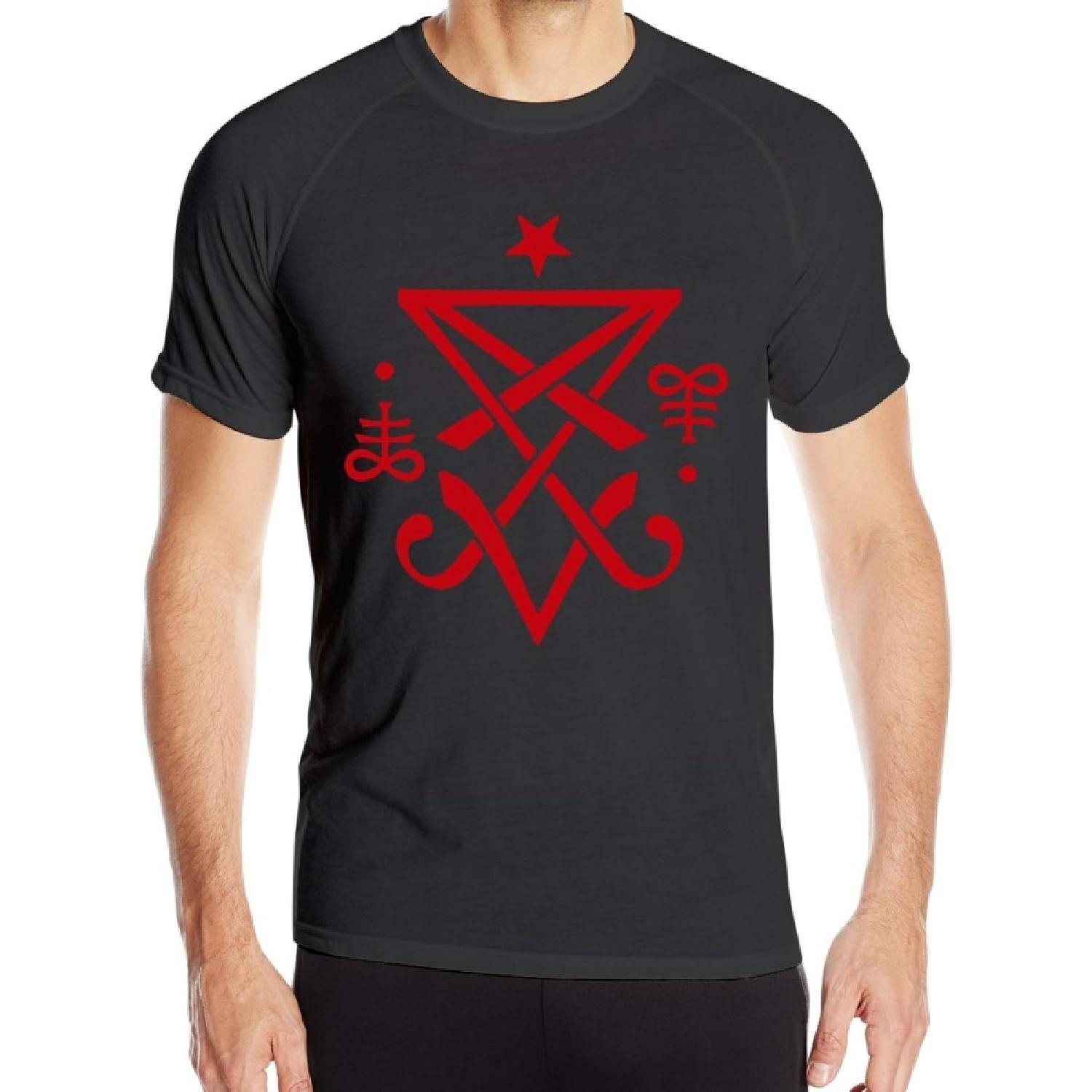 

RONGS Occult Sigil of Lucifer Satanic Mens Quick Dry Moisture Wicking UV Sun Protection T-Shirts Running Shirts XXXXXL