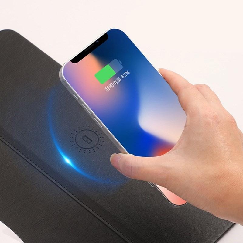 Oversized Leather Like Desk Mats With 15W Charging Station Builts In For Seamless Computer Accessory Integration