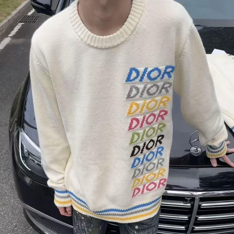 2025 Autumn/Winter Luxury Rainbow Logo Knit Sweater, Unisex Loose Casual Round Neck Top