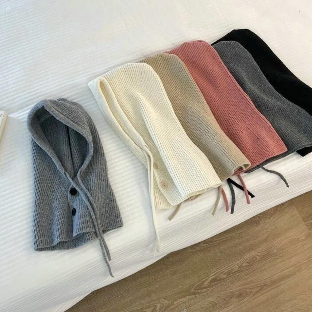 Hot Sale New Fashion Women Winter Balaclava Cap Hooded Neck Warmer Windproof Knit Hat Outdoor Travel Winter Hat Caps