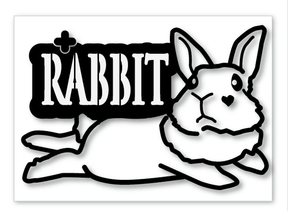 

+R Rabbit Sticker, Petanko RABBIT, Standing Ears, Black L чёрный