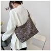 Leopard Print Diagonal Cross Large Capacity Single Shoulder Canvas Bag