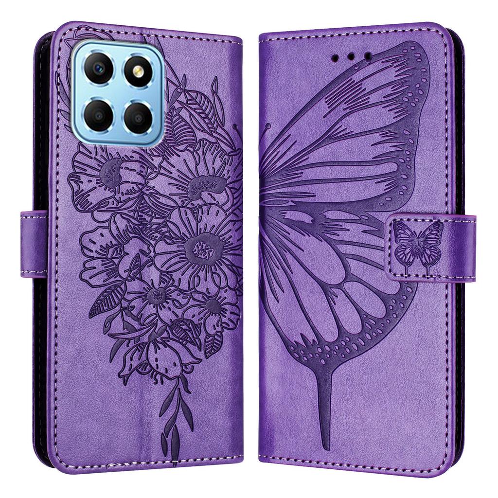 Butterfly Flowers PU Leather Case Kickstand Card Holder Slots TPU Shockproof Flip Cover For Huawei Honor, Huawei Y5p,Y6P,P20,P30,P40,Honor 60,70,80...