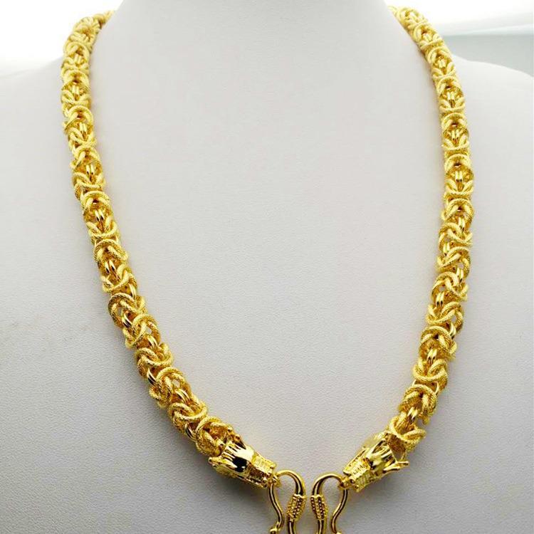 Durable Copper-Plated Gold Necklace, Sand Gold Design, Consistent Color, Masculine and Imposing, Fire-Tested for Quality.