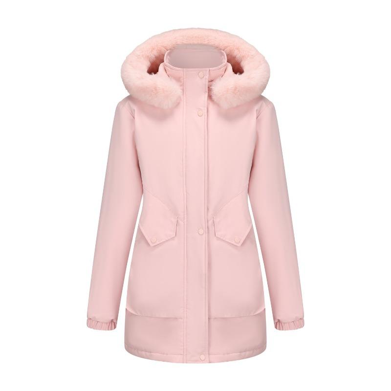 Winter Coat Women 2025 Long Plush Fur Collar Fleece Lined Parka Jacket Korean Style