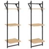 Wall Shelves with 3 Shelves and Bars 2 pcs Sonoma Oak