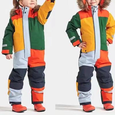 Kids Winter Colorful Ski Suit Boys Girls Snowsuits Waterproof Ski Jumpsuits Snowboard Jacket Coats