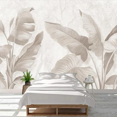 Vintage Nordic Style 3d Muurschildering Handgeschilderd Plant-Houtnerf Behang Woonkamer Slaapkamer Fresco Woondecoratie