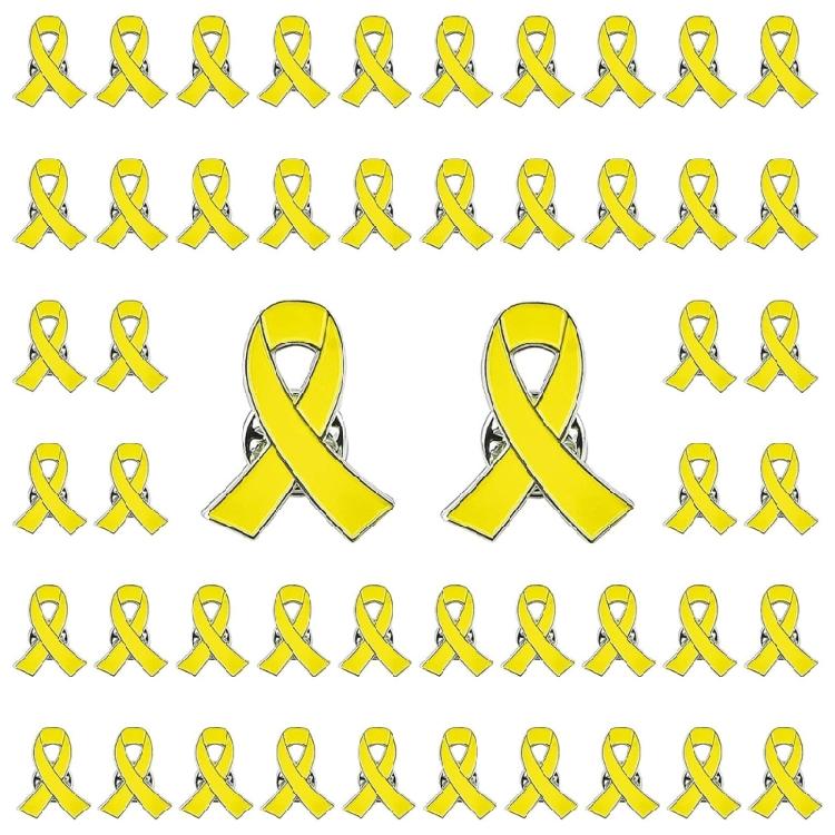 Set of 10 Awareness Pin Yellow Ribbon Shaped Brooches Colorful Lapel Pin Jewelry Stylish Enamel Breastpins for Women